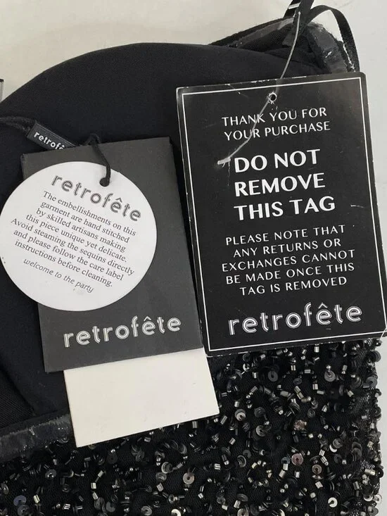 Retrofete Black Sequin Mini Dress S NWT Party Bachelorette Night Out Strapless - Picture 6 of 7